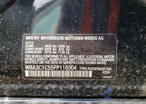 2015 BMW 328 I Sulev z USA, uszkodzony, nr VIN WBA3C1C55FP116504